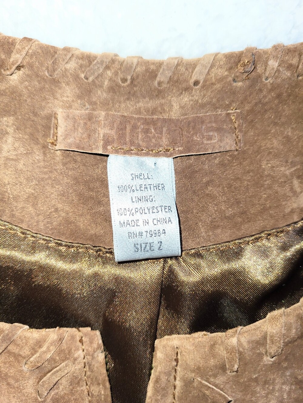 Chico's Brown Fringe Leather Jacket Genuine Suede Fitted Jacket Size 2 - Picture 10 of 16